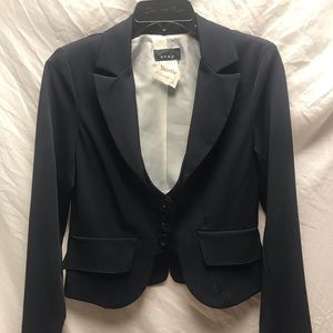 Navy Cropped Suit Jacket